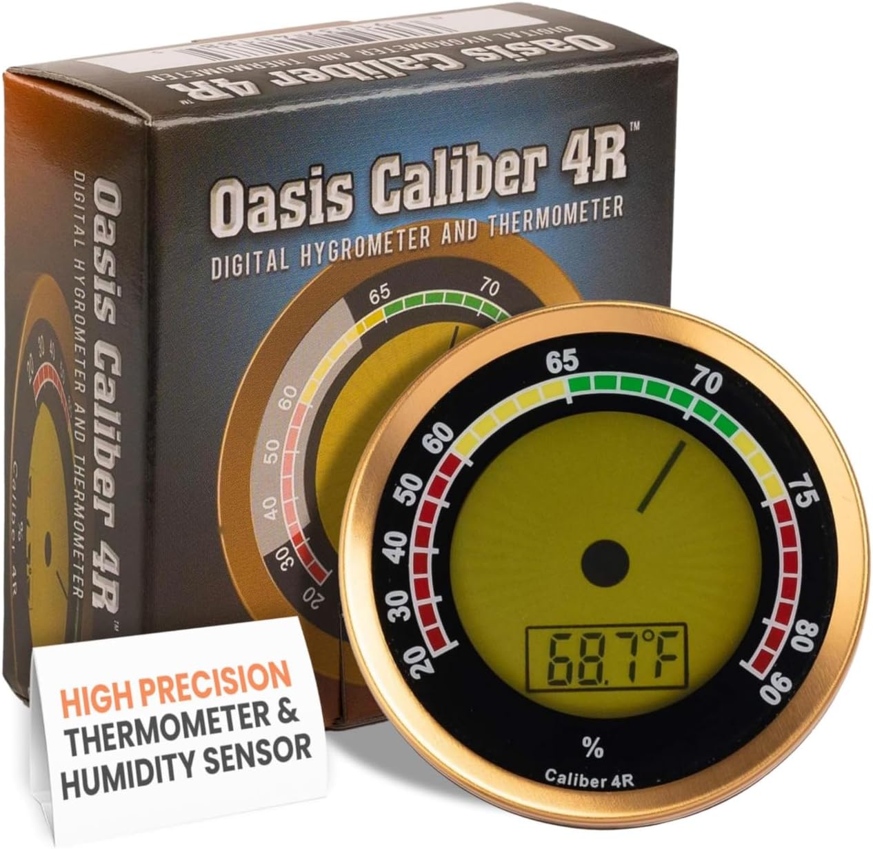Oasis Digital/Analog Look Hygrometer and Humidity Sensor - High Precision Temperature and Humidity Monitor with Reliable Accuracy, Ideal for Care and Maintenance of Various Storage Environments
