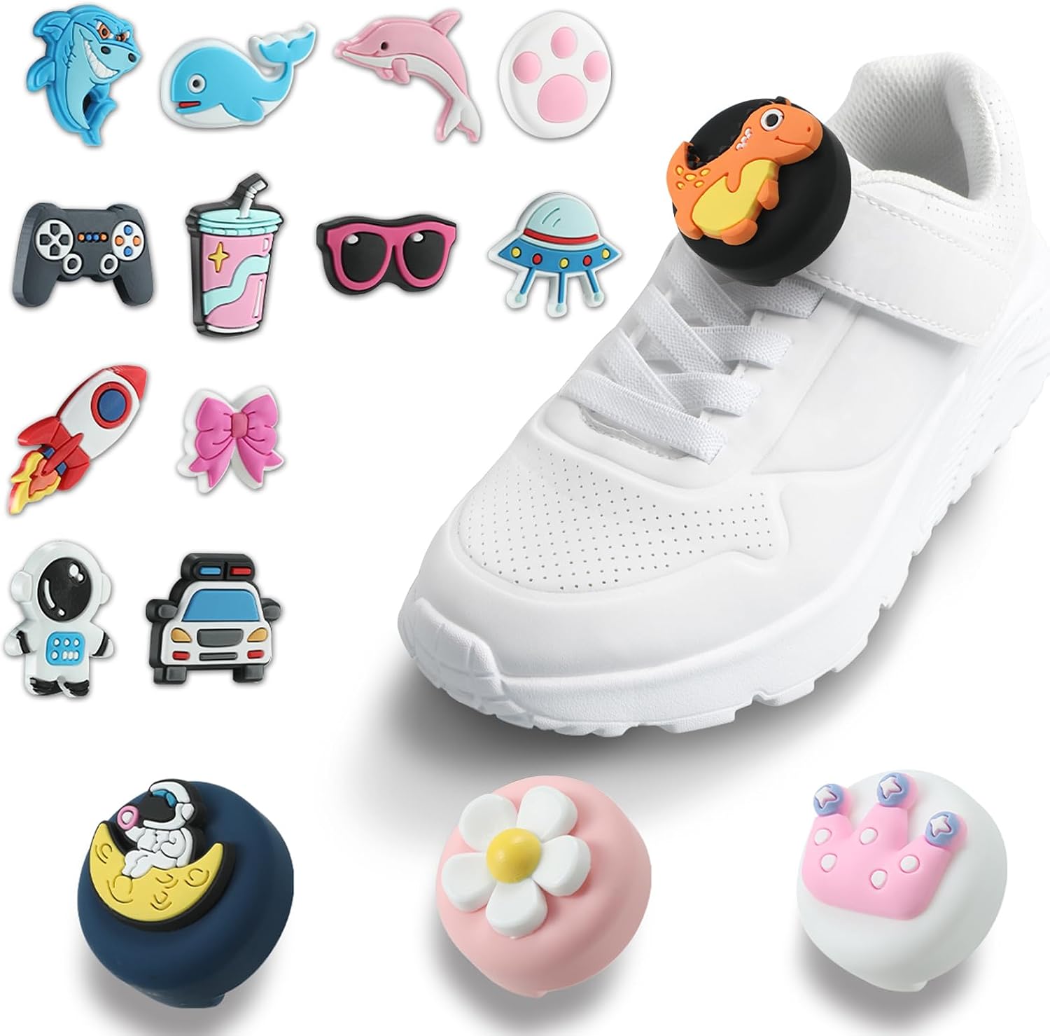 WALLFID Shoe Holder Compatible with AirTag 1st & 2nd Gen (2026) – 4 Silicone Cases, 16 Interchangeable Tags, Hidden Tracker Case for Kids