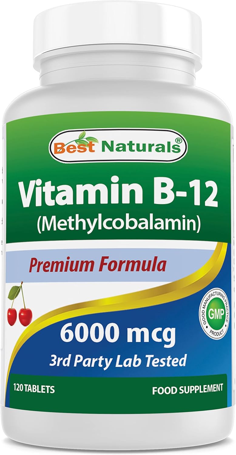 Best Naturals Vitamin B-12 as Methylcobalamin (Methyl B12), 6000 mcg 120 Sublingual Tablets