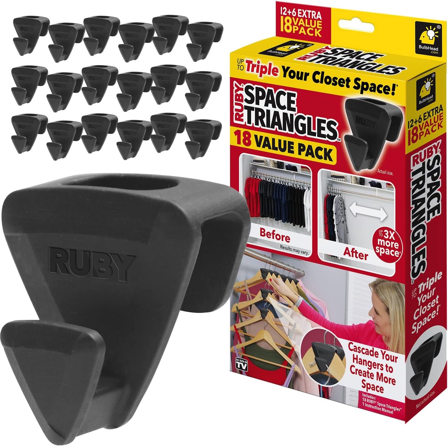 Original AS-SEEN-ON-TV, Ultra- Premium Hanger Hooks Triple Closet Space 18 PC Value Pack