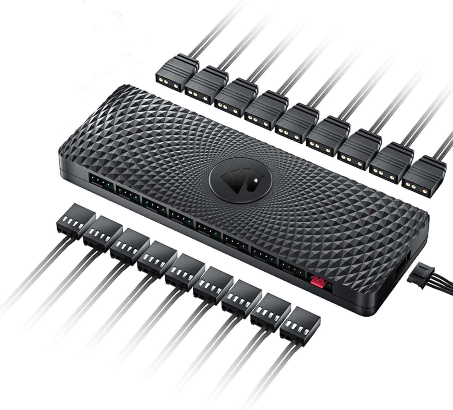 AsiaHorse VE-HUB 2IN1 ARGB/PWM hub Used SATA Power Supply,9 Ports for Addressable RGB Lighting with 9 Port PWM (Black)