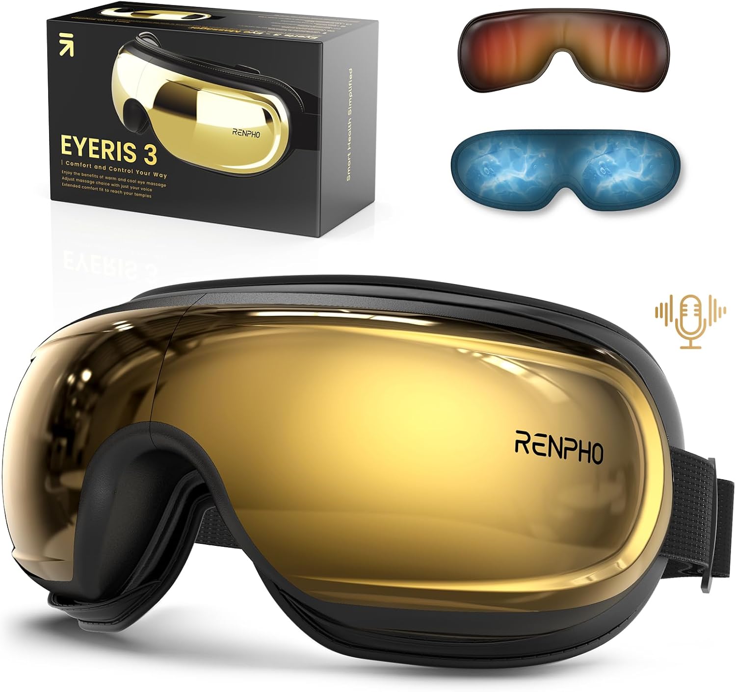 RENPHO Eyeris 3 Eye Massager with Heat and Cooling, Birthday Gifts for Women/Men, Voice Control Eye Mask with Removable Gel Mask & DIY Massage Settings, Eye Care Devices for Migraine