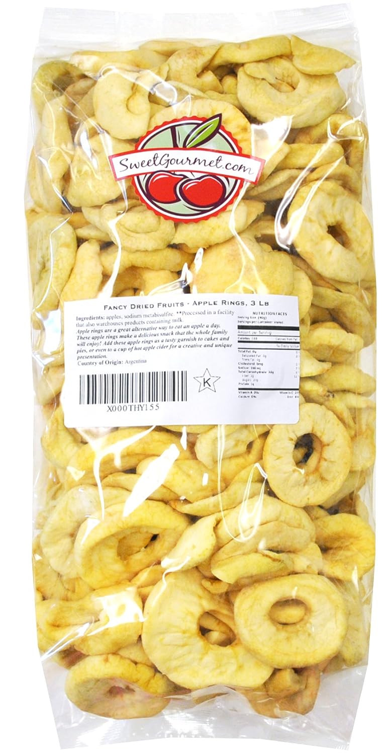 Fancy Dried Fruits- Dried Fuji Apple Rings, 3 lb by Green Bulk