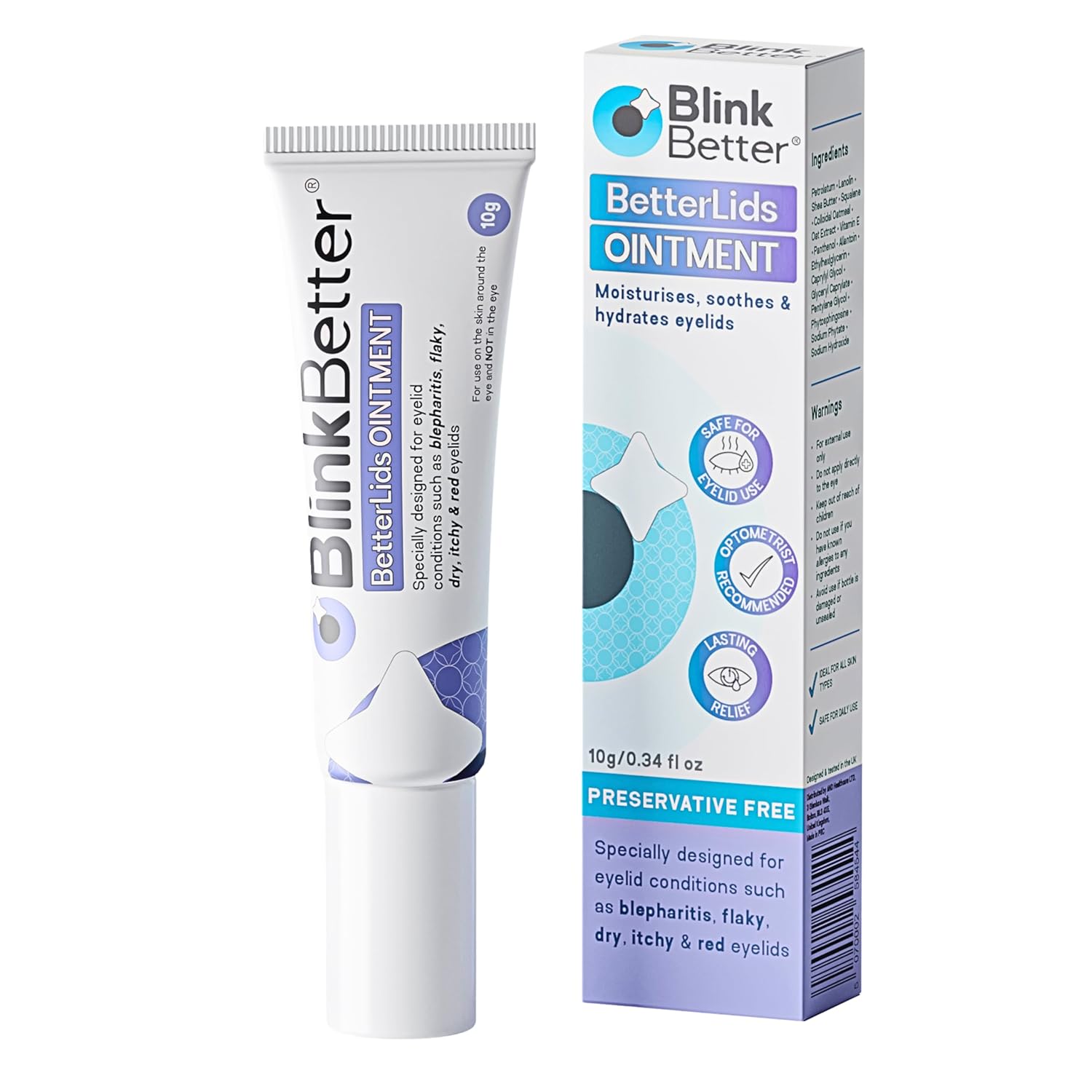BetterLids Eyelid Ointment – Intense Oat Complex with Shea Butter & Panthenol - Hydrates, Nourishes & Soothes – Moisturizing Care for Dry, Itchy, Red, Sensitive, Flaky Skin Around the Eyes - 0.35 oz
