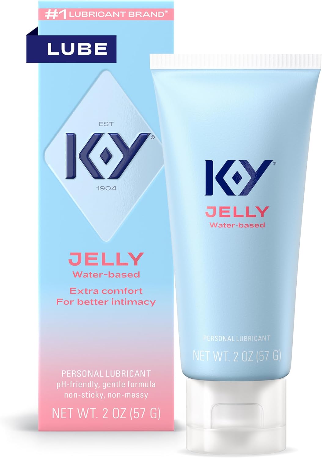 K-Y Lubricant Jelly Water Based Personal Lube For Women, Blue, Fragnance Free, 2 Oz