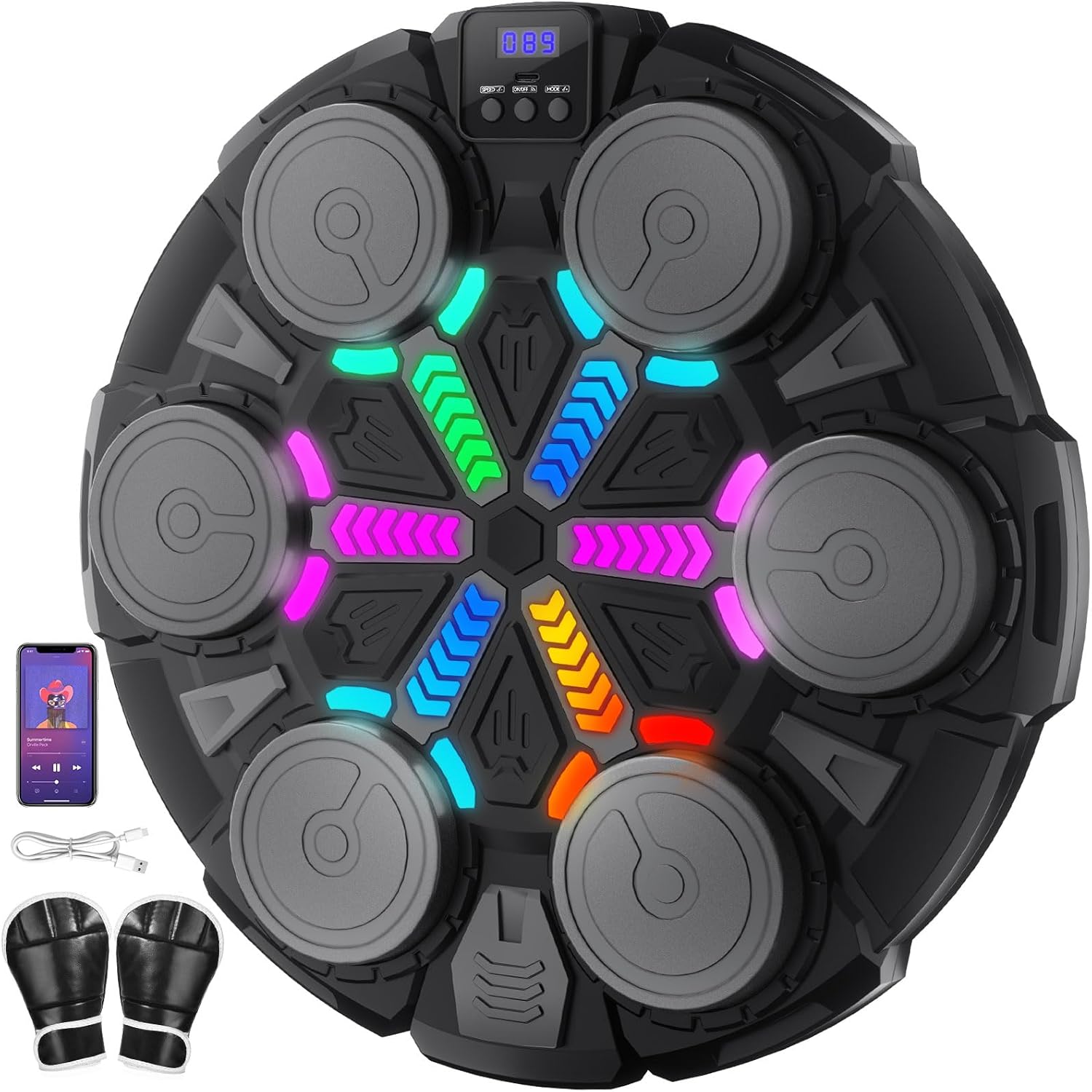 Esnowlee 2025 Music Boxing Machine for Adults and Kids, Smart Bluetooth Boxing Equipment with Gloves,Wall Mounted Boxing Set for Home, Office, Gym