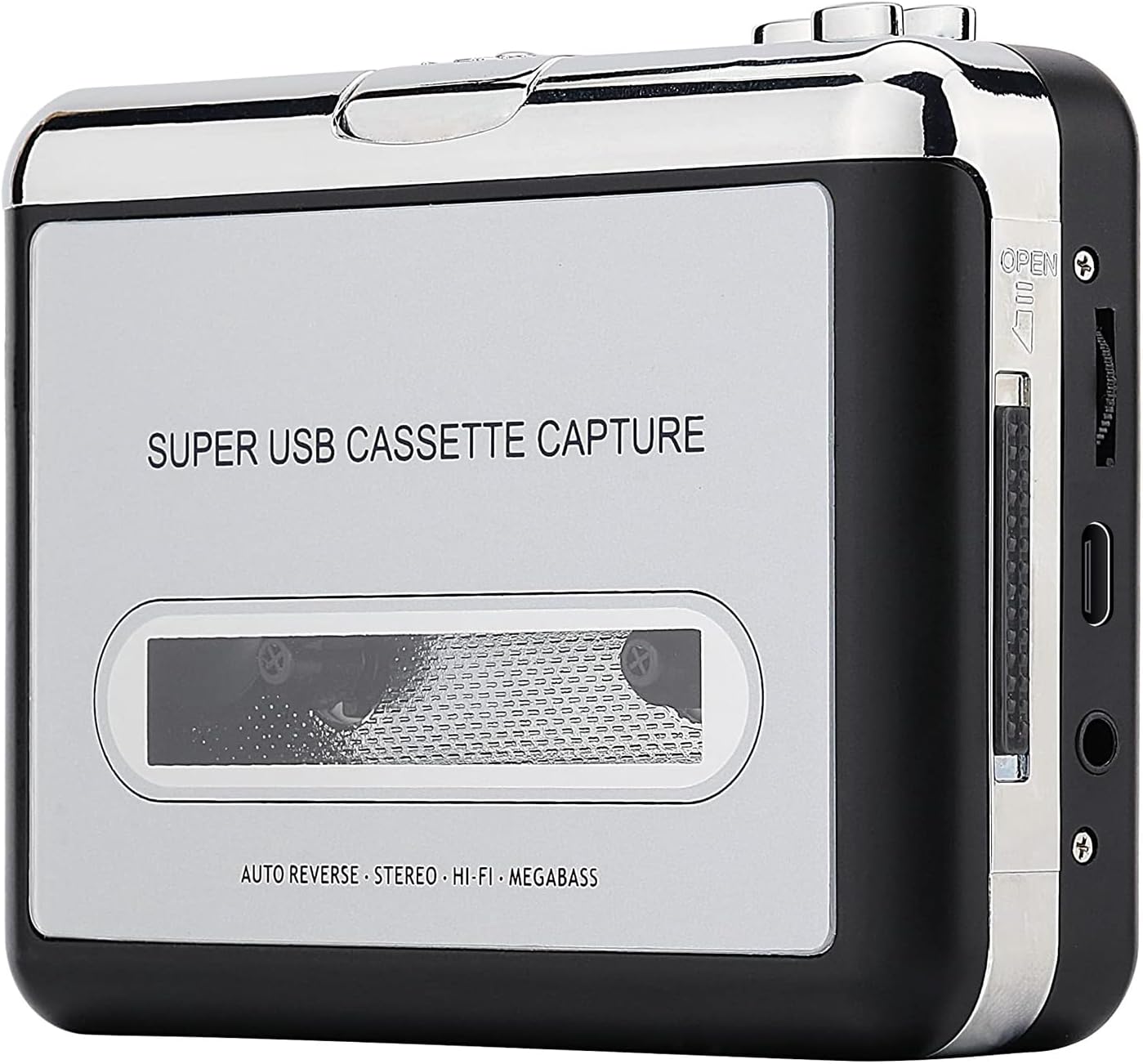 Reshow Cassette Tape Player – Portable Tape Player Audio Cassette to Digital Converter, Compatible with Laptops and Personal Computers Convert Cassette Tape Recorder to iPod Format (Silver)