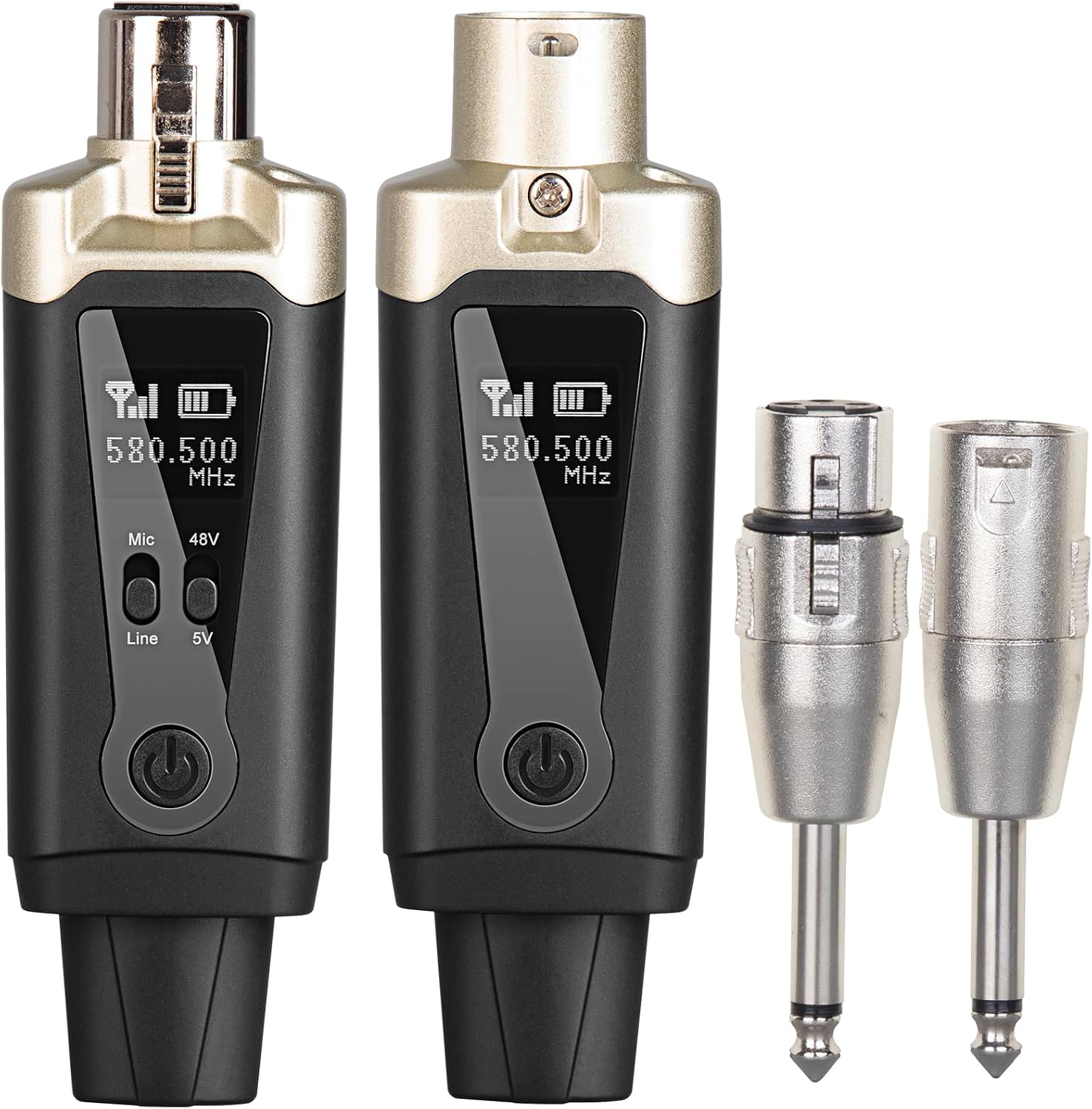 Depusheng T9 Wireless Microphone Transmitter Receiver Plug-on XLR Microphone Wireless System for Dynamic and Condenser Microphone Audio Mixer, PA System,with 48V Phantom Power