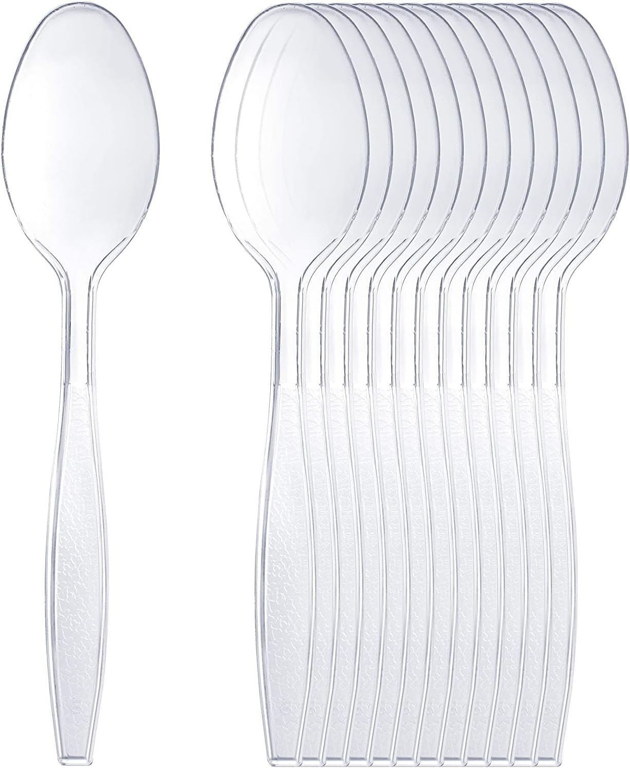 Generic Pack of 100 Heavy Duty Clear Plastic Spoons, Reusable and Washable Spoons Perfect for Picnics,Parties,Camping,Catering Events & Travelling Tableware and Dinnerware