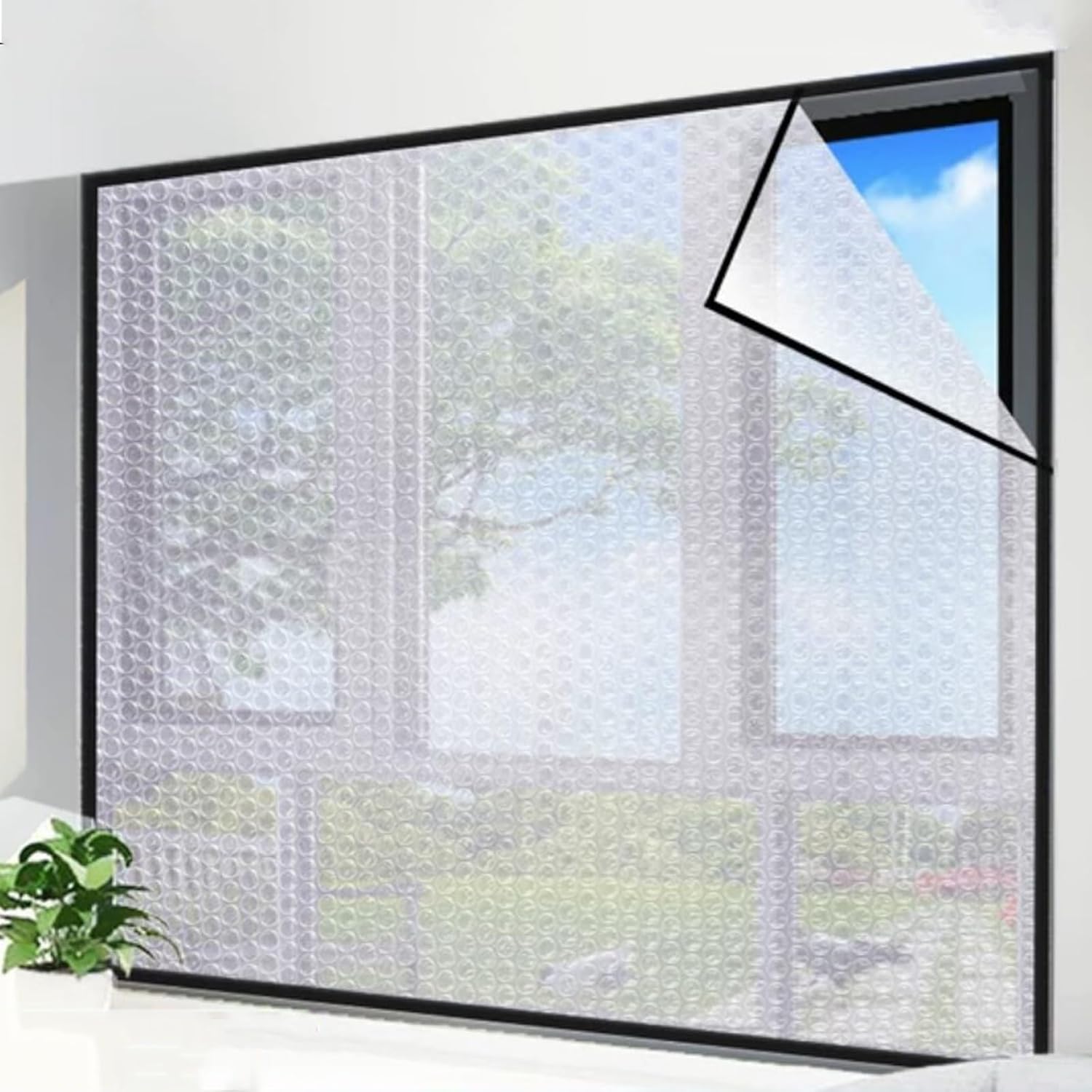 Window Insulation Kit,Home Thermal Insulated Curtain,Windproof Waterproof Cold Protection Window Insulation Film,Includes Double Sided Tape,Easy Installation (55in x 47.2in)