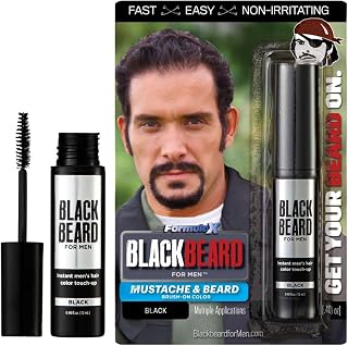 Blackbeard Formula X - Instant, Hypoallergenic, Temporary Beard, Mustache, Eyebrow, and Sideburn Tint - Black, 1 Pack