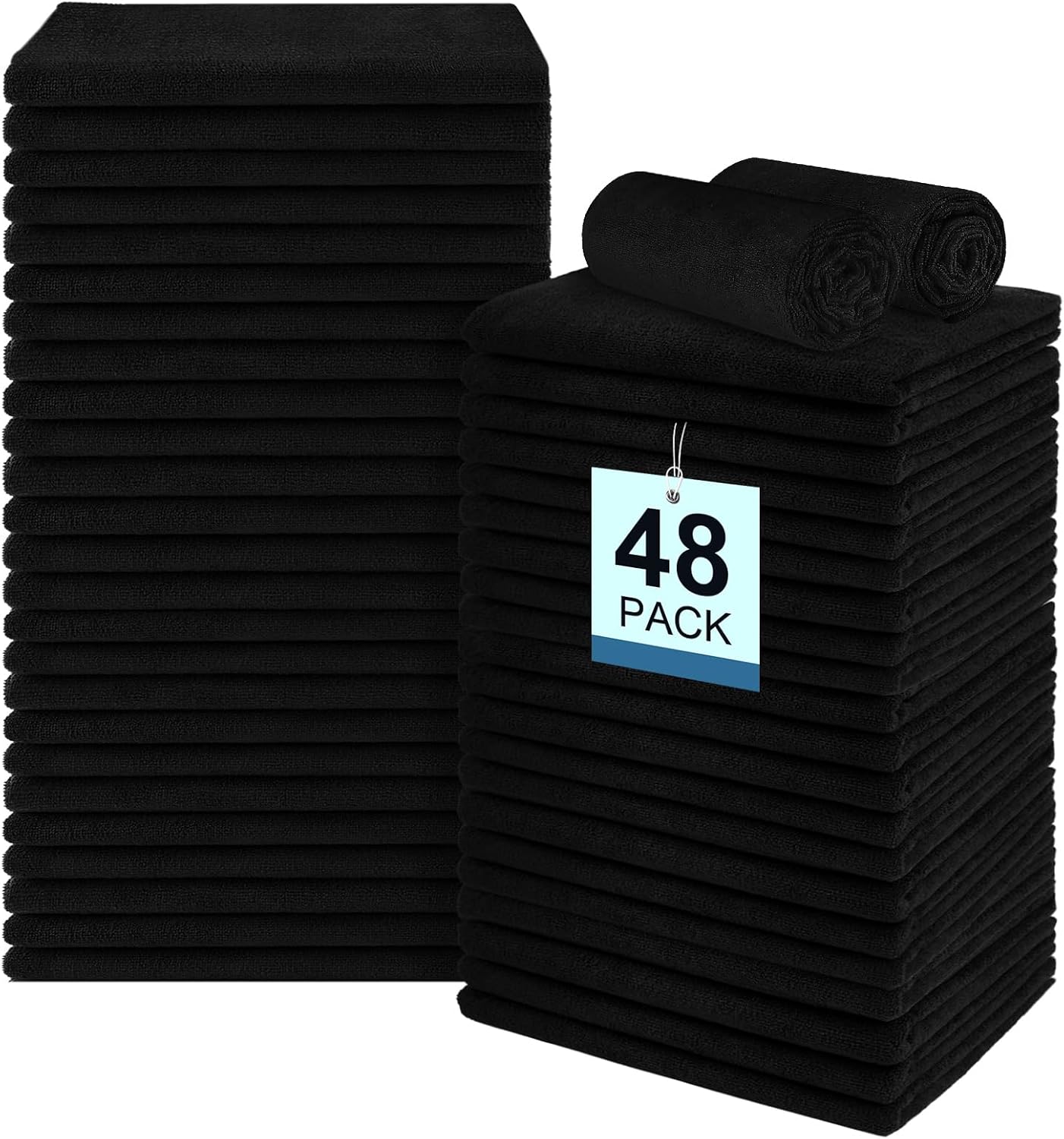 48 Pack Salon Towels - Highly Absorbent and Quick Drying Hand Towels, Premium Wash Cloths for Bathroom, Gym, Shower, Hotel, and Spa - 16x27 inch (Black) | Quick Drying Premium Wash Cloths for Bathroom, Gym, Shower, Hotel, and Spa - 16x27 inch (Black)
