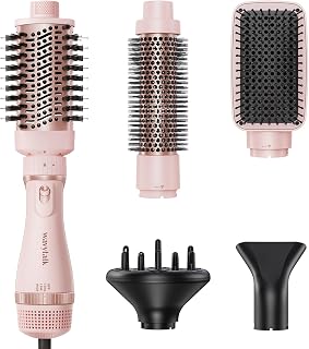 Blow Dryer Brush Set, Wavytalk Air Sculpt 5-in-1 Hot Air Brush Set | Multi Hair Styler for Salon Blowouts, Volumizing, and Straightening, Sleek Frizz-Free for Every Hair Type, Pink