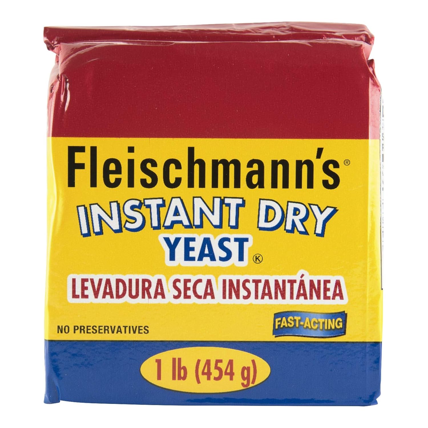 Fleischmann’s Yeast, Fleischmann’s Instant Dry Yeast, 16 Ounce - 1 Pack, Fast-Acting, Gluten Free, No Preservatives