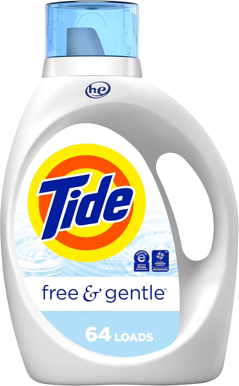 Tide Free & Gentle, Liquid Laundry Detergent Soap, Unscented, Hypoallergenic for Sensitive Skin and Free of Dyes, HE Compatible, 64 Loads, 84 fl oz