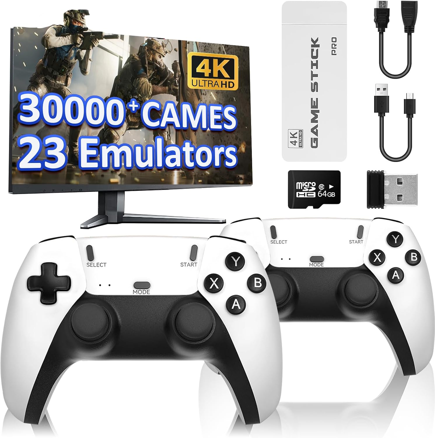 2025 Retro Game Console 4K HDMI with 20,000+ Built-in Classic Video Games, Games Stick with 23 Emulators Plug & Play TV Video Game Stick with 64GB Memory