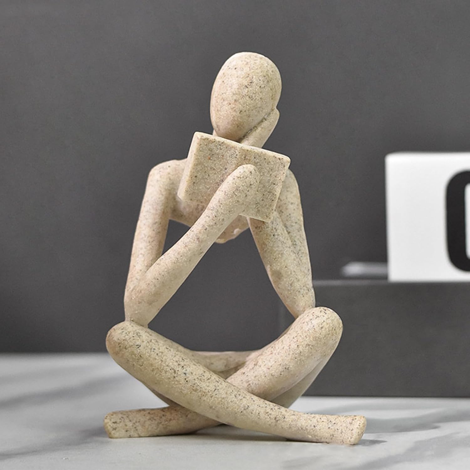 Dnoifne Reading Women Statue, Thinker Sculptures, Abstract Art Ornament, Modern Aesthetic Figurine Decoration, Suitable for Home Living Room Bedroom Office Shelf Table Desk Bookshelf Decor