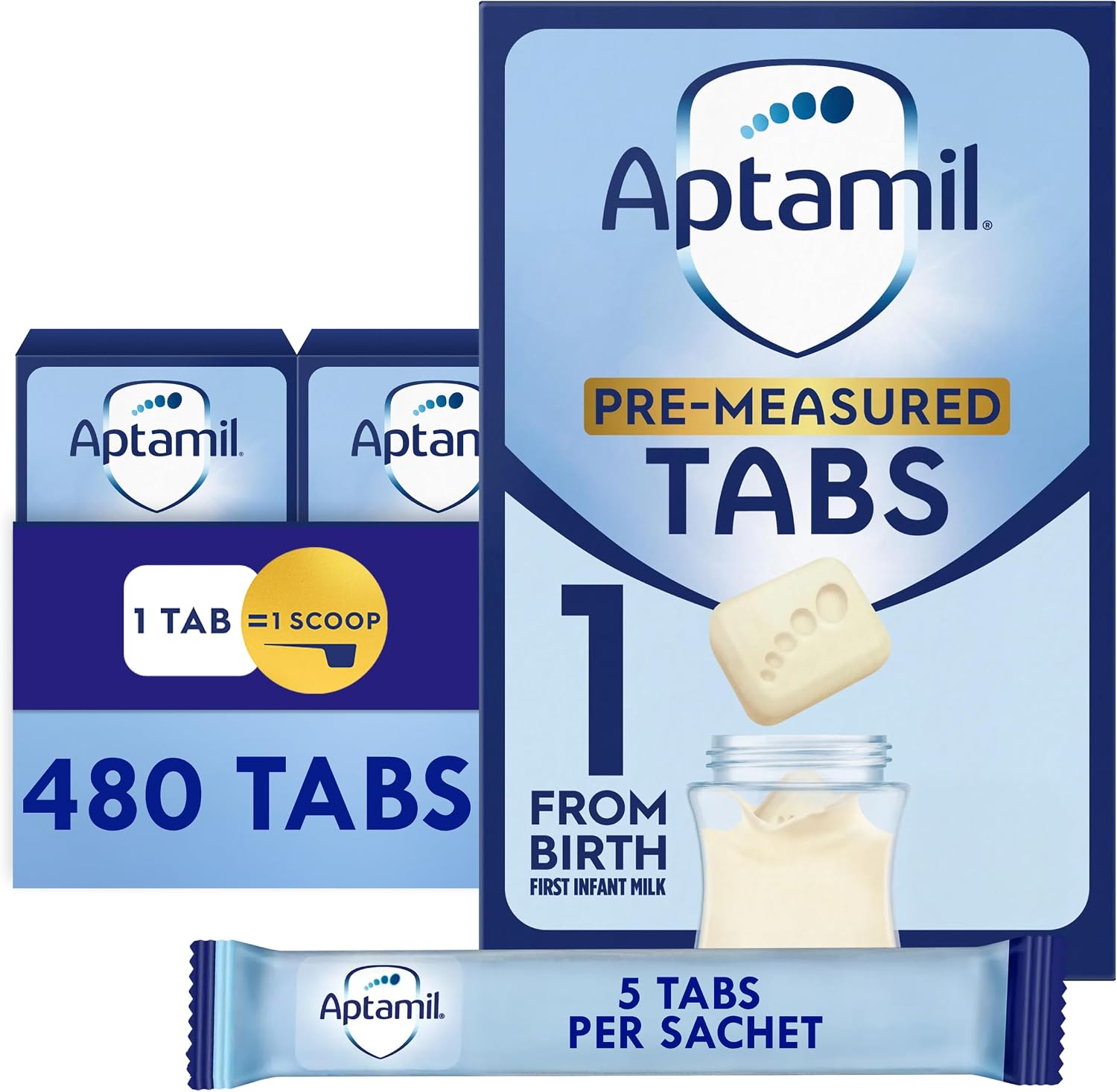 Aptamil 1 First Baby Milk Formula Pre-Measured Tabs, From Birth, 120 Tabs