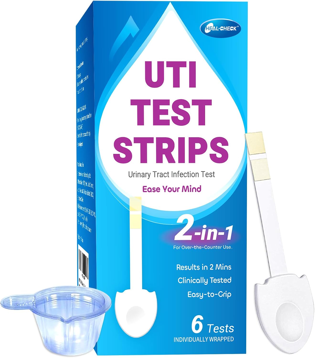 6 Pack UTI Test Strips, Urinary Tract Infection Test Kit for Women Men, Accurate Result in 2 Minutes, Monitor Bladder Health at Home, Clinically Tested, Easy to Grip, Individually Wrapped