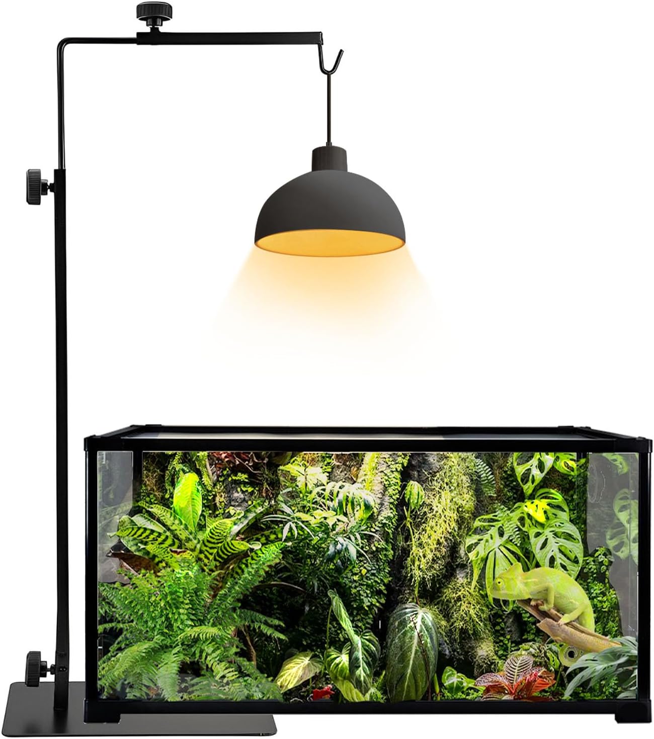 Reptile Heat Lamp Holder Stand, Adjustable 12-25 Inch Metal Small Reptile Dome Holder Stand, Reptile Light Fixture Hanger for Snake Lizard Chick Turtle Spider Terrarium Fish Aquarium