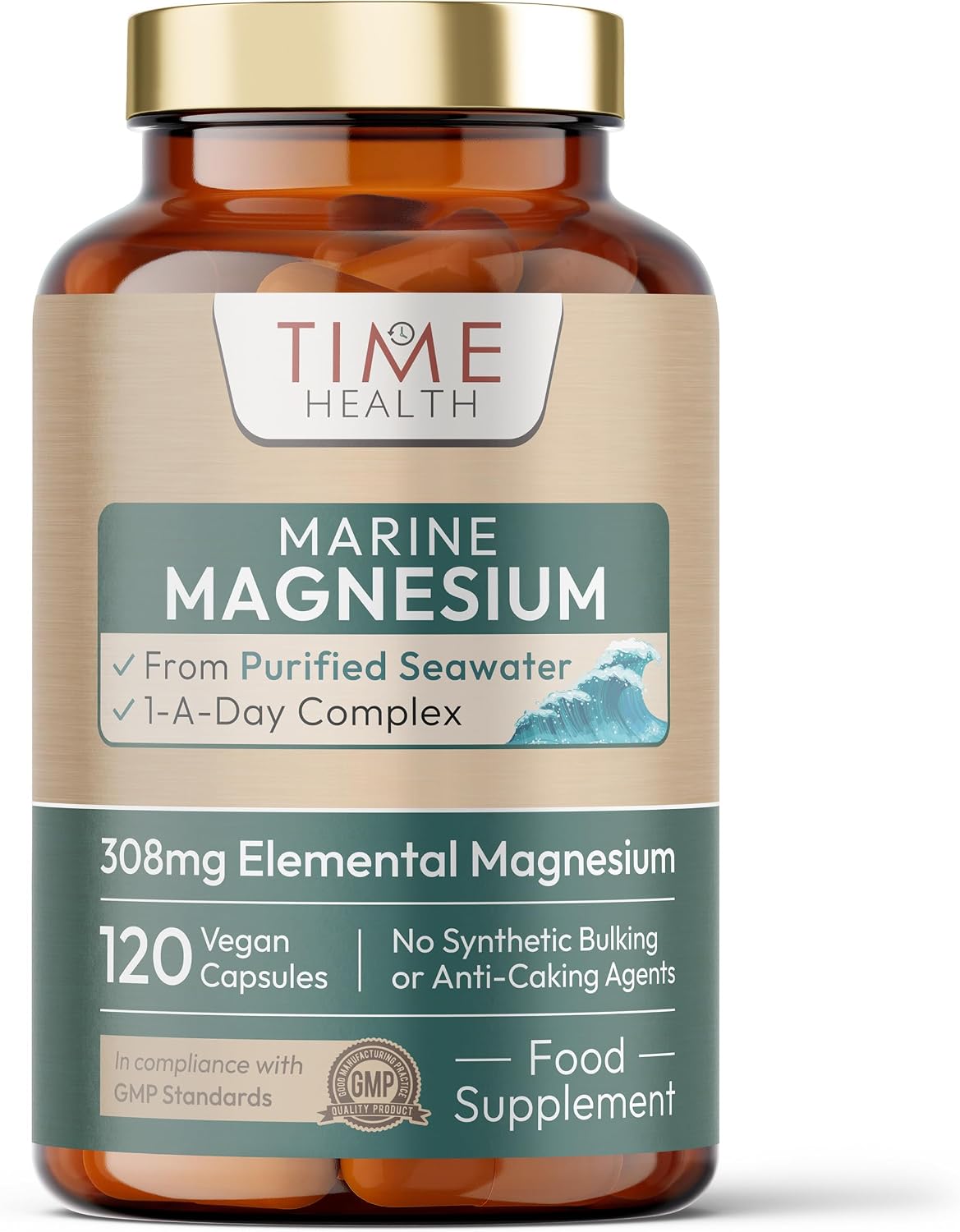Marine Magnesium 308mg - Purified Seawater - 120 Capsules - UK Made