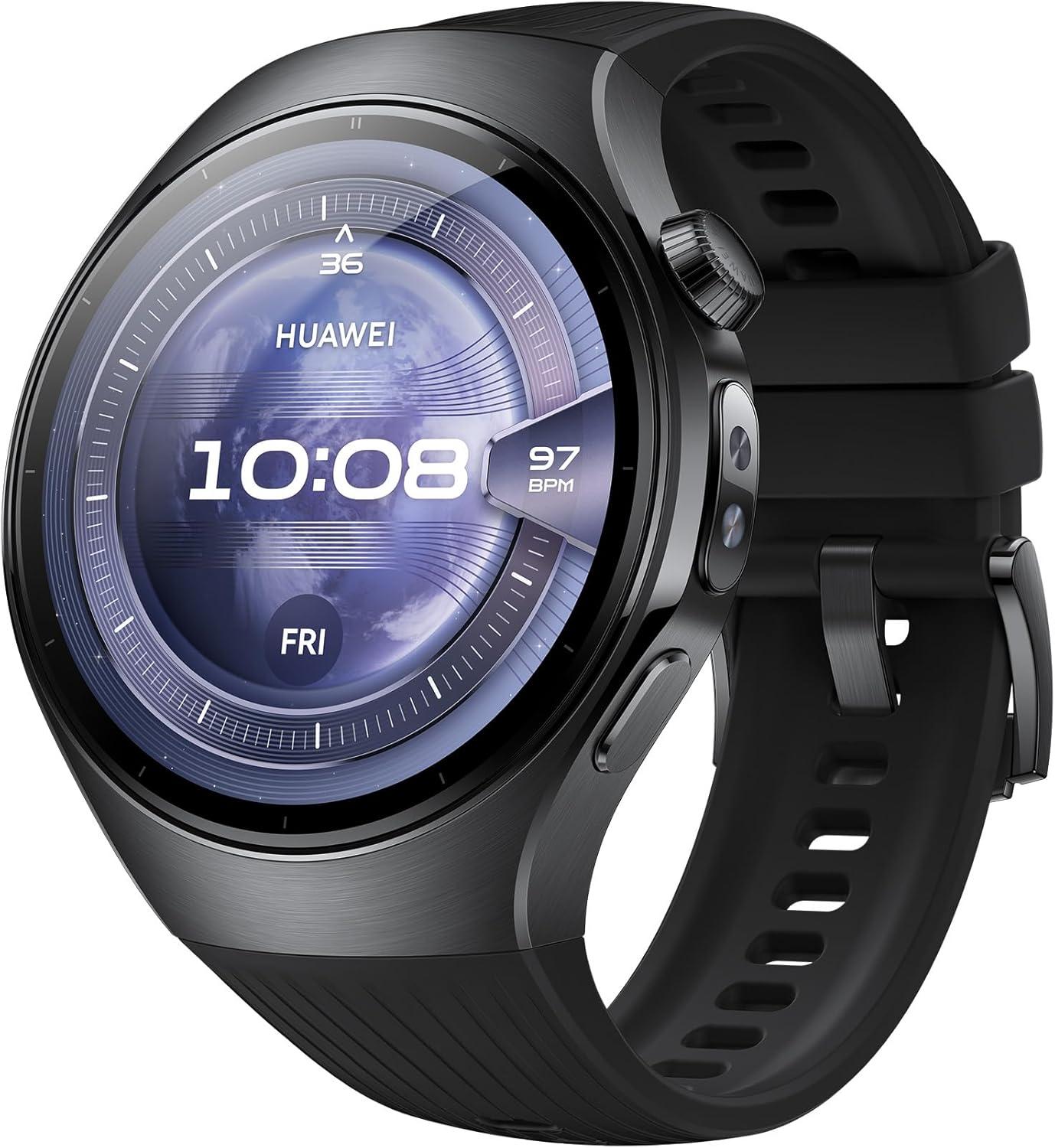 HUAWEI WATCH 5, 46mm Smartwatch, Multi-sensing X-TAP, Health MOT, Running Watches, Real-Time Fingertip Blood Oxygen, up to 11 Days Battery Life, eSIM, Aerospace-Grade Titanium, iOS & Android, Black