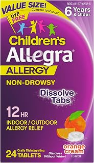 Allegra Children's 12HR Orange Cream Tablets, 24 Count, Non-Drowsy Antihistamine for Kids