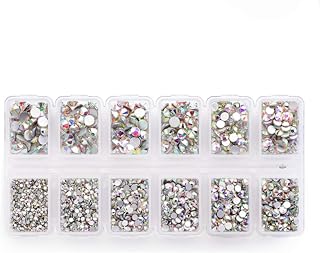 4200 Pieces Flat Back AB Rhinestones for Craft, Round Crystal Gems Stickers for Clothes, 1.5 mm - 4.8 mm, 6 Sizes
