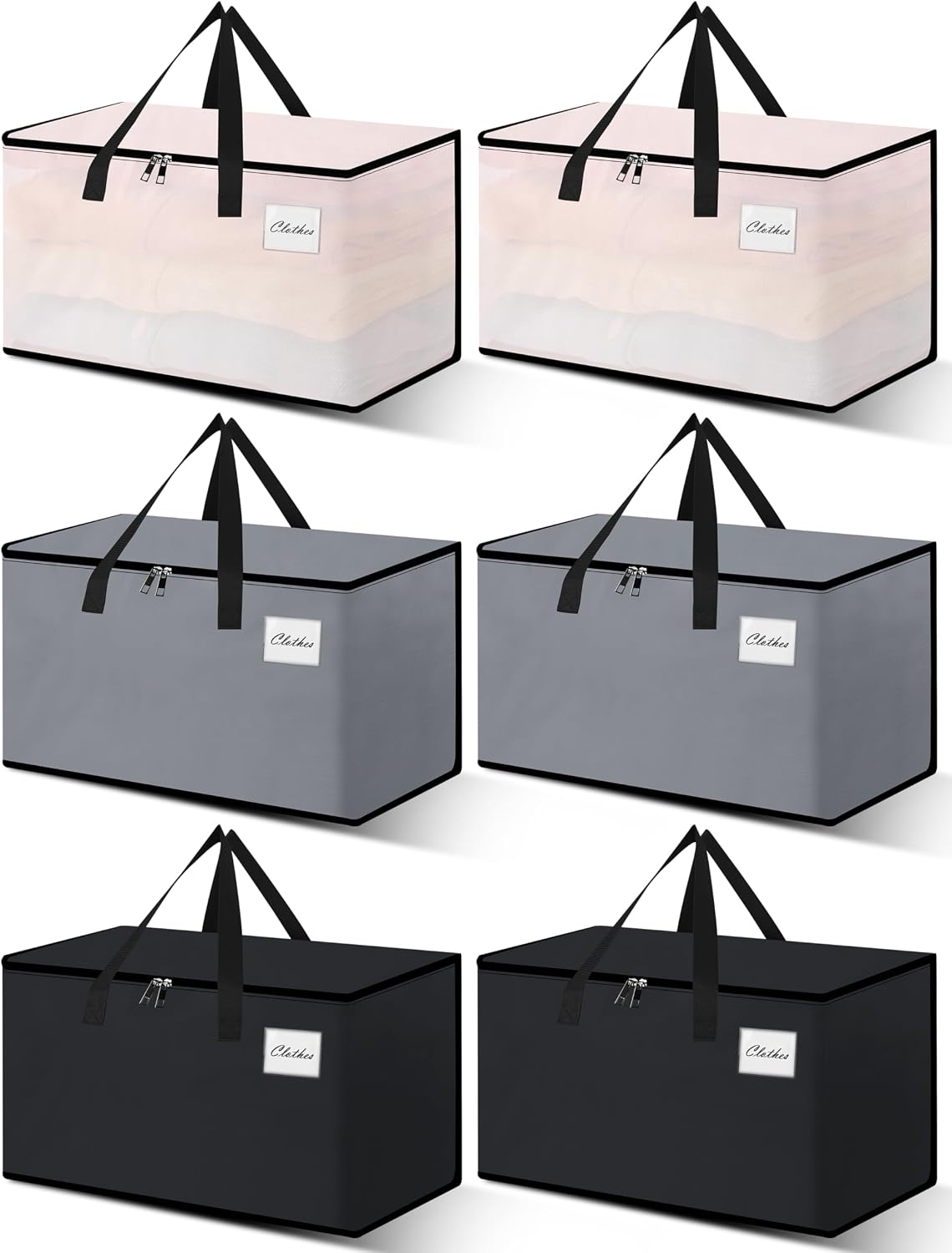Heavy Duty Moving Bags - Extra Large Packing Bags and Storage Totes, Collapsible and Foldable Option for Moving and Storage, Multicolored, 93 L - 6 Pack
