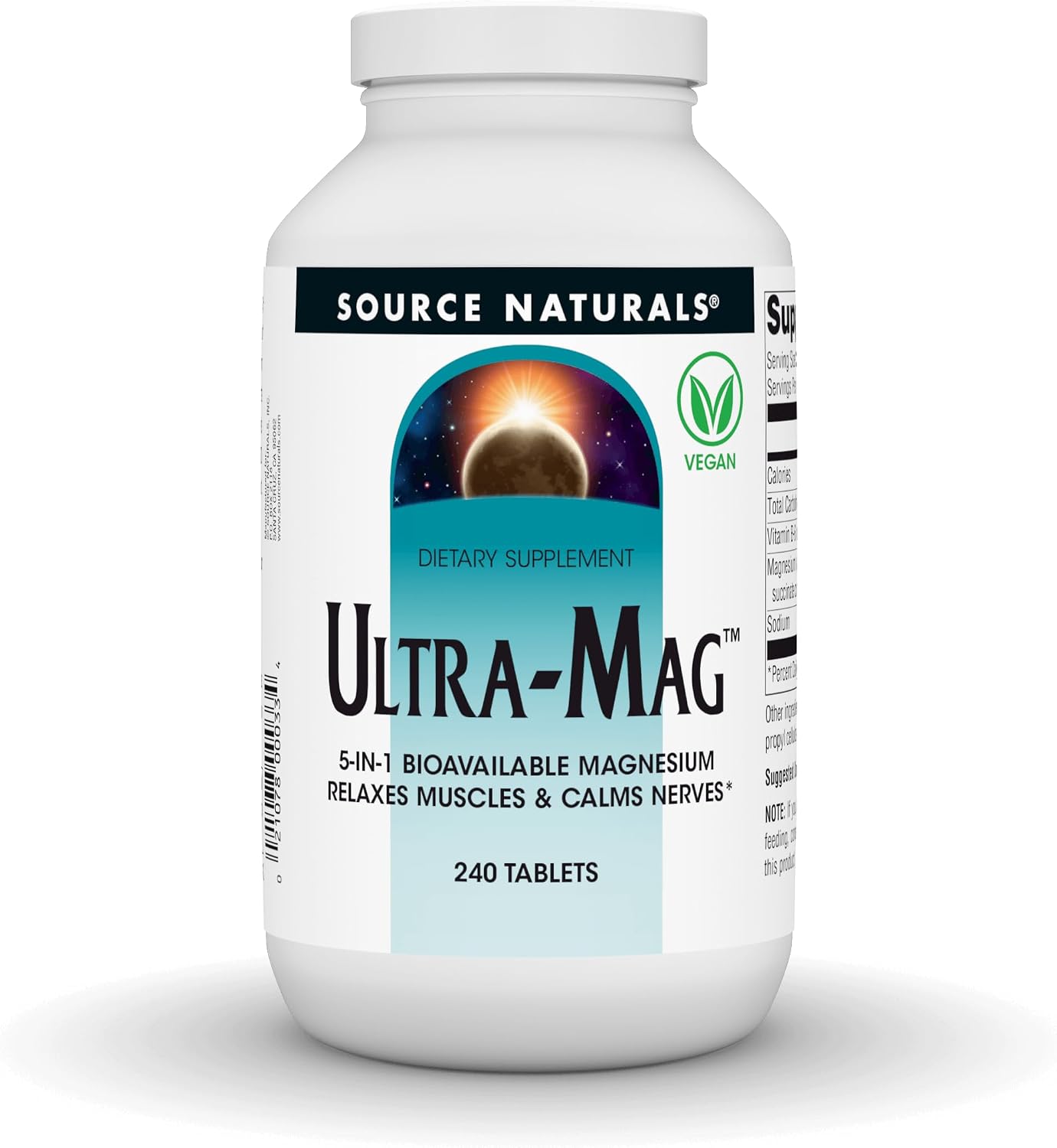 Source Naturals Ultra-Mag, 240 Tablets | 5 in 1 -Bioavailable Magnesium Vegan Supplement, Maintains Muscle & Nerve Function