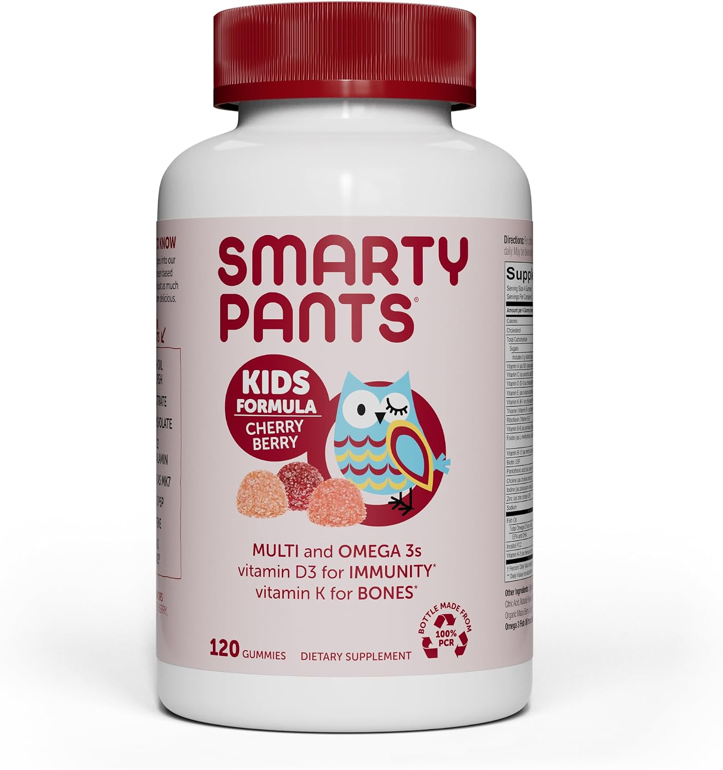 SmartyPants Kids Multivitamin Gummies: Omega 3 Fish Oil (EPA/DHA), Vitamin D3, C, Vitamin B12, B6, A, K & Zinc for Immune Support, Biotin, Grape, Cherry & Berry Flavors, 120 Count (30 Day Supply)