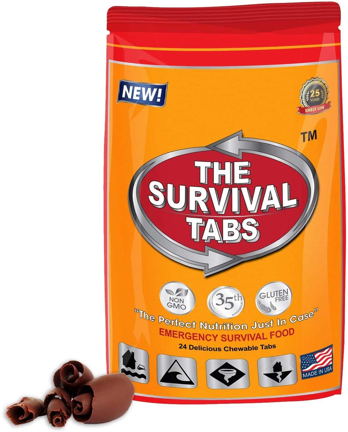 Survival Tabs – Emergency Food Supply – 2-Day Chocolate Tabs, USA, Portable