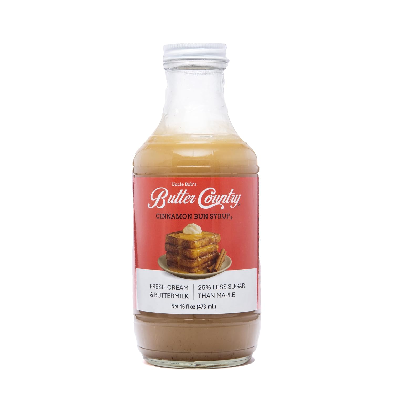 Uncle Bob's Butter Country Cinnamon Bun Buttermilk Pancake Syrup, 16 Fl Oz