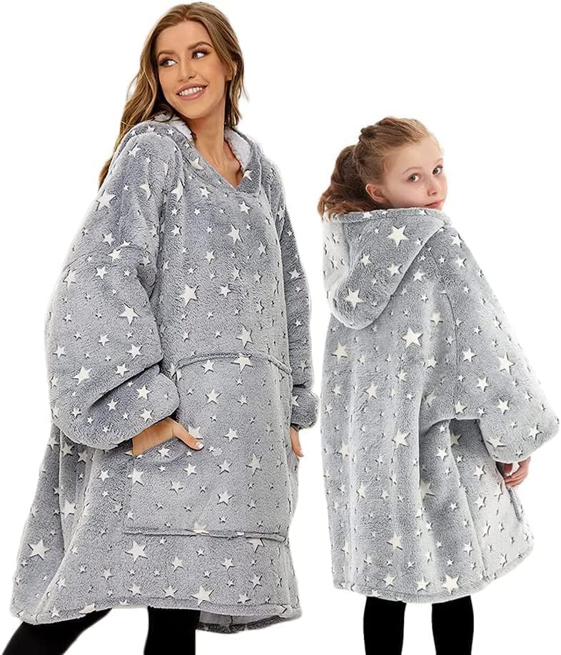 mebiusyhc Oversized Hoodie Blanket Fleece Blanket Hoodie, Wearable Hooded Blanket with Front Pocket, Cozy Warm Fleece Sherpa, Gifts Adults Child Mom Wife Girlfriend Men