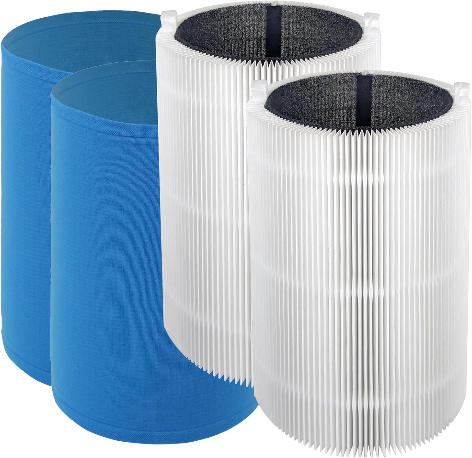 Spares2go Filter Kit for Blueair Air Purifier HEPA Carbon Sleeve Blue Pure 411 3210 Joy S (Pack of 2)