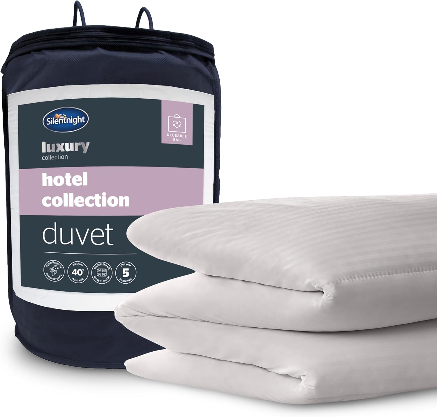 Silentnight Hotel Collection King Size Duvet – All Year Round 10.5 Tog Luxurious Hotel Quality Duvet Quilt – Hypoallergenic and Machine Washable – King Size Bed, White