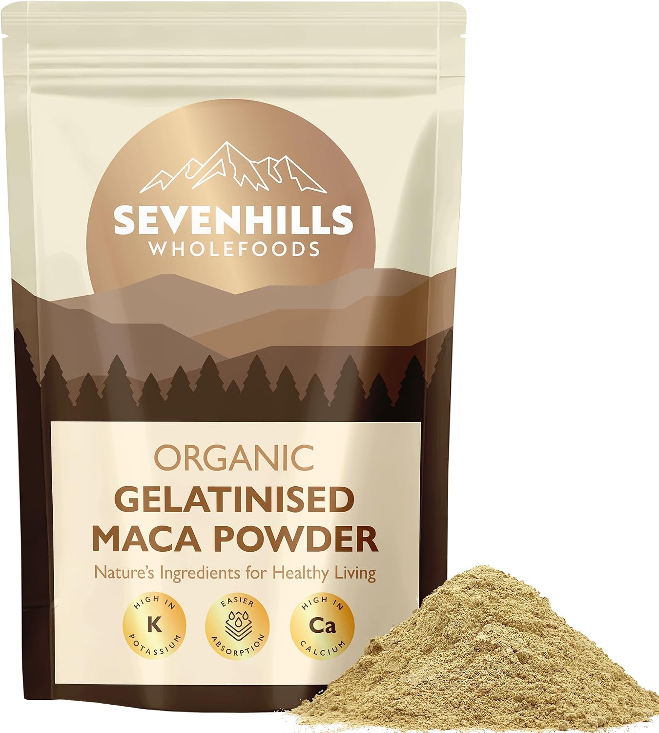 Sevenhills Wholefoods Organic Gelatinised Maca Powder 1kg | Four Roots - Yellow, Red, Purple, and Black | Peruvian | Certified Organic | GMO-Free | Gluten-Free