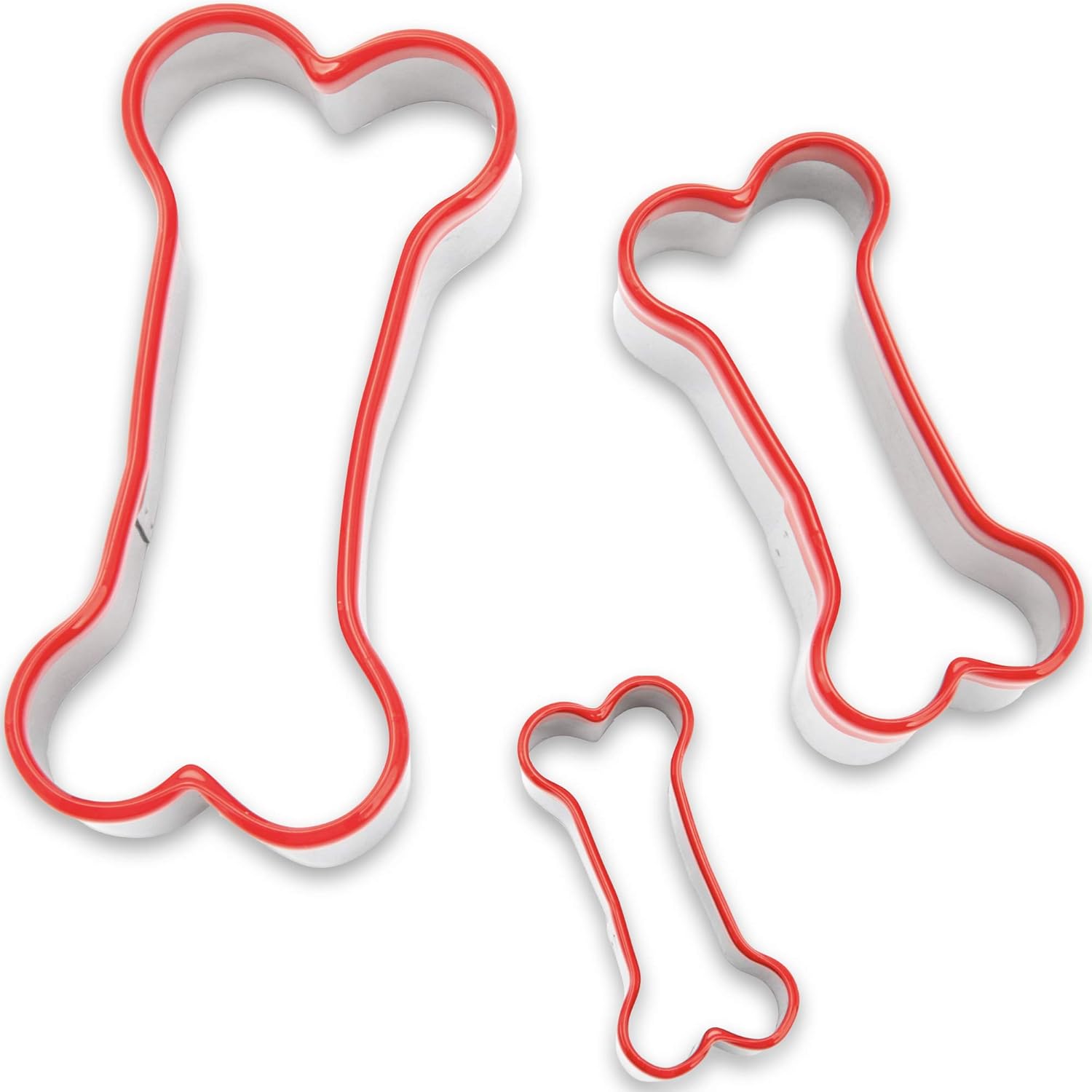 COOKIEQUE 3-Piece Dog Bone Cookie Cutters Set, Dog Treats Cookie Cutter, Bone Shapes Cutters, Homemade Dog Biscuit Cutters for Baking