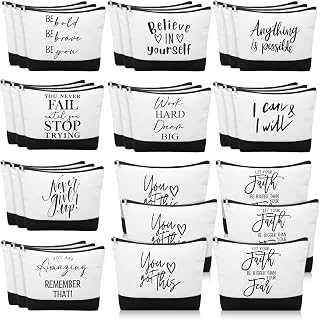 Sanwuta 30pcs Halloween Employee Inspirational Gifts for Women Make up Bags Bulk Christmas Gifts Cosmetic Bags Appreciation Black White Cosmetic Pouch with Zipper Thanksgiving Team Gift (Classic)