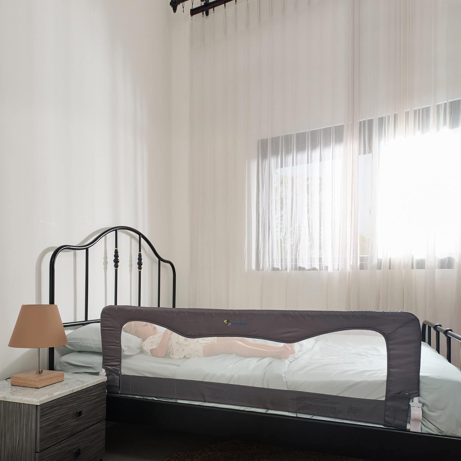 Bed Safety Rails for Toddlers - Bed Rail Guard for Queen, King, Full Szie, Twin Mattress Bed (Grey, 59Wx23.5H Inch (Long Extra Tall))