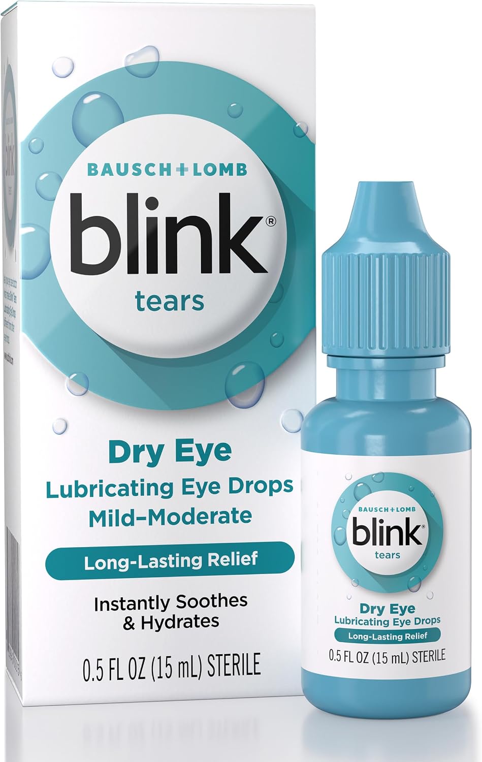 Blink Tears Lubricating Drops, Dry Eye Symptom Relief, Hyaluronate, 0.5FlOz