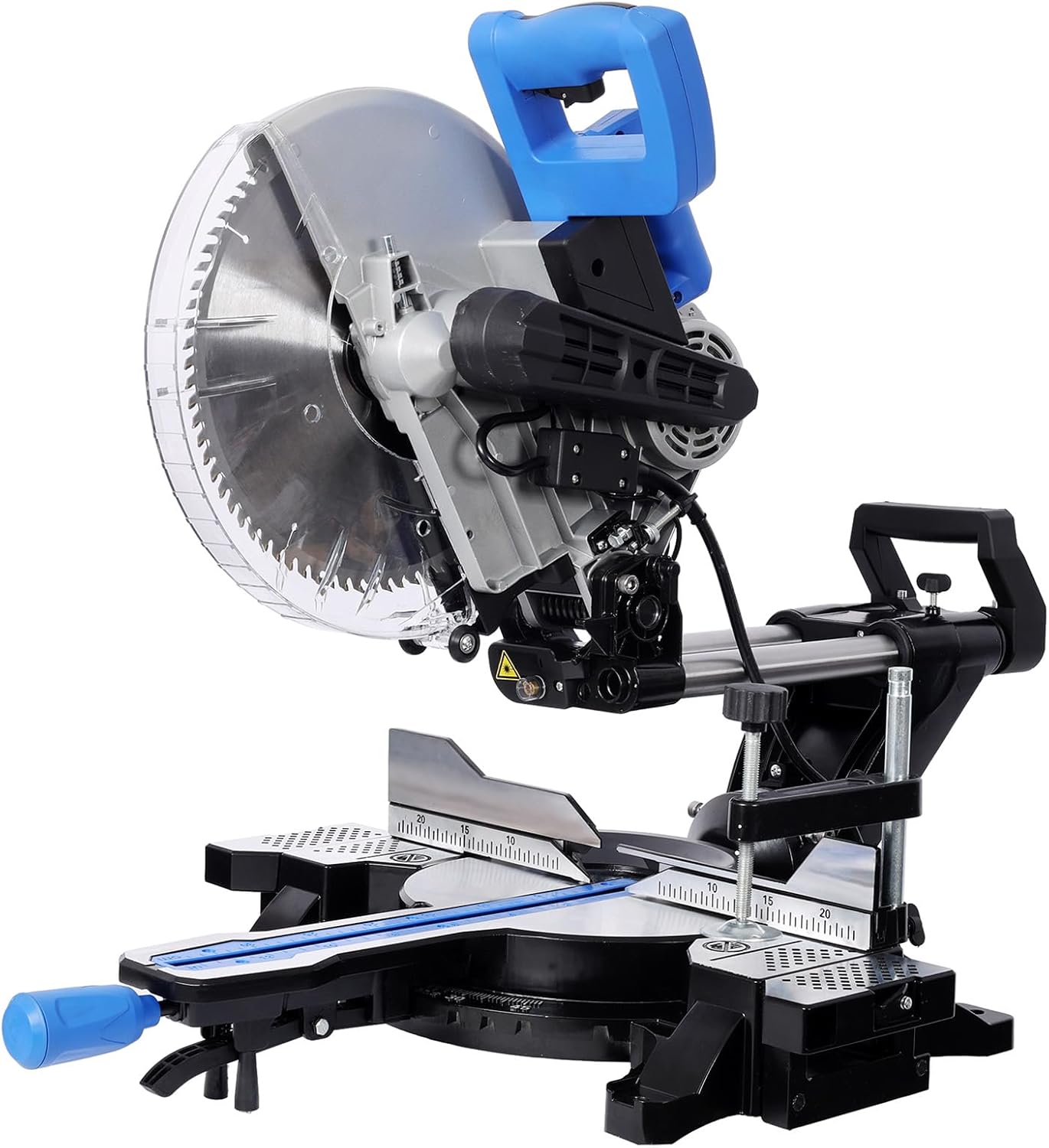 12 inch Dual Bevel Sliding Miter Saw with Laser Guide, 80T Blade,0-45° Bevel,15Amp Miter Saw with Extension Table,4.2x13in Cutting Capacity,ETL certificate (Black+Blue)