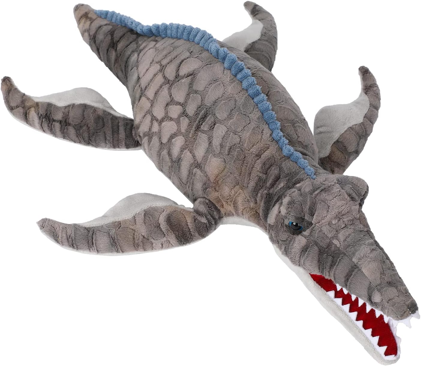 Dinosaur Plush Toy, Mosasaurus Stuffed Animal Throw Plushie Pillow Doll, Soft Grey Fluffy Friend Hugging Cushion - Present for Every Age & Occasion