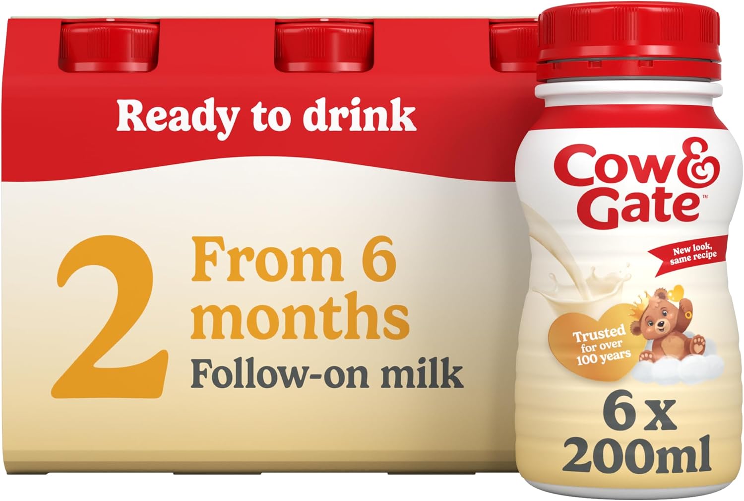 Cow & Gate 2 Follow On Baby Milk Ready to Use Liquid Formula, 6-12 Months, 200 ml, (Pack of 18)
