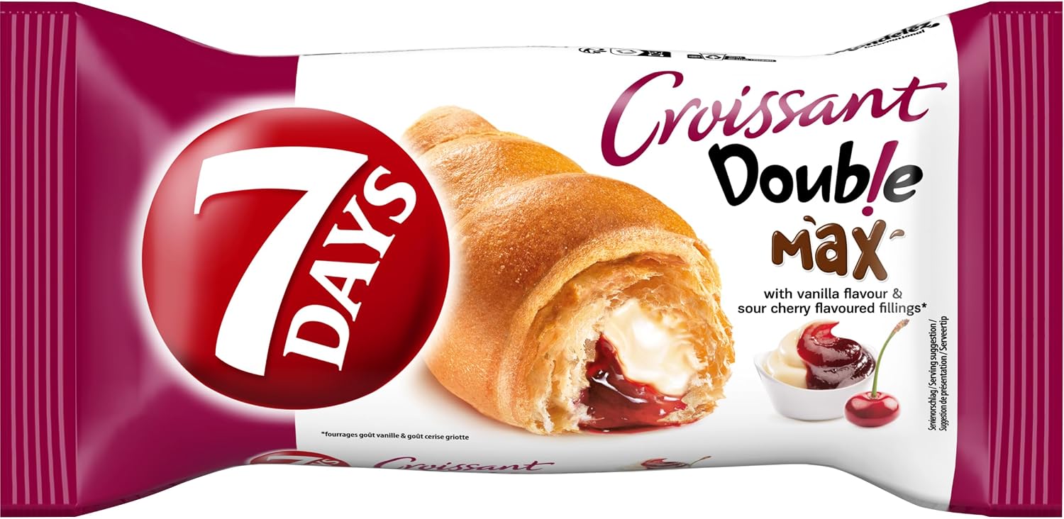 20 x CROISSANT 7 DAYS MAX COCOA DOUBLE EU MADE LONG DATE FRESH STOCK WHOLESALE PRICE (Vanilla & Cherry Double Max)