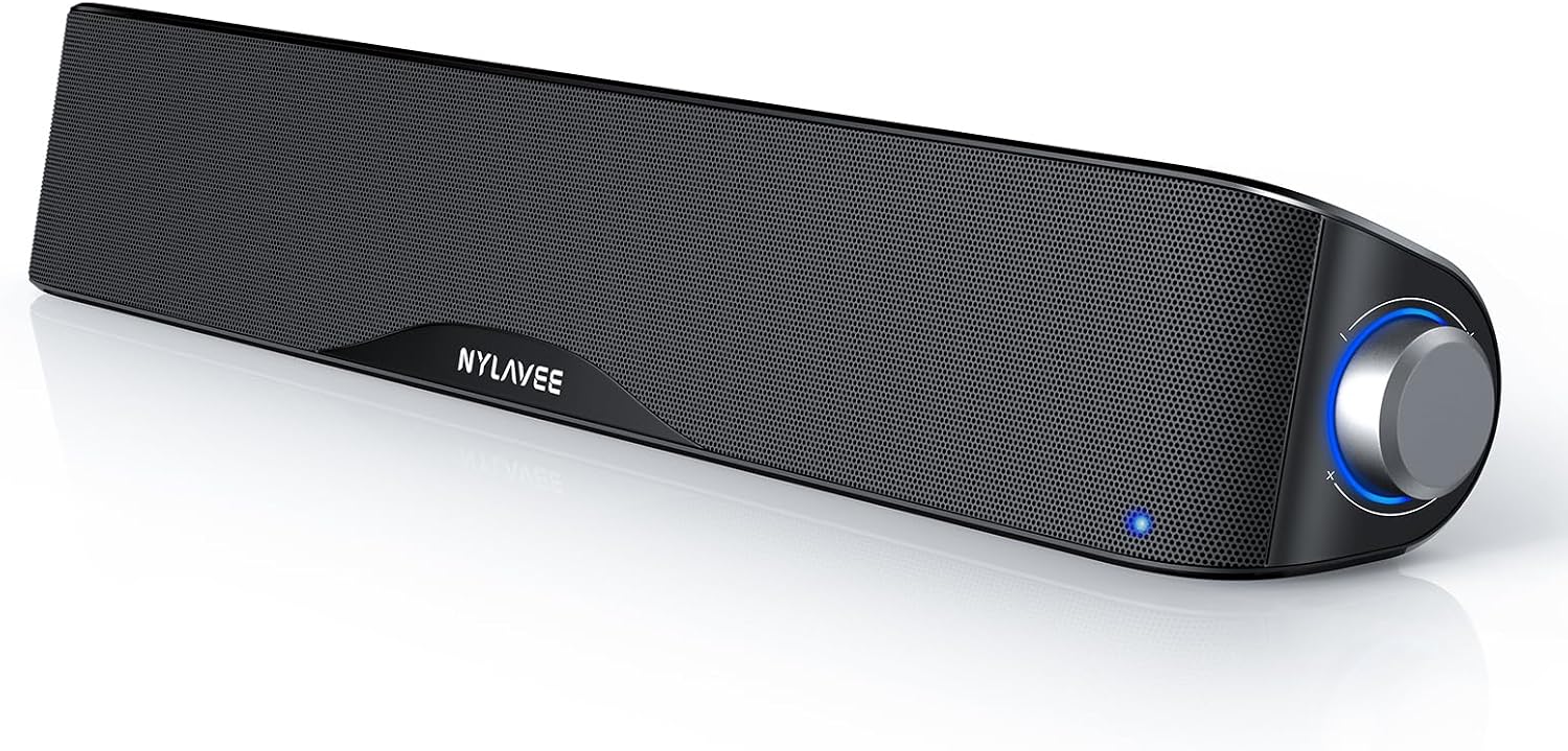 Computer Speakers, HiFi Sound Quality Computer Sound Bar, USB Powered PC Speakers, Bluetooth 5.0 and 3.5mm Aux-in Computer Speakers for Desktop, Laptops, PCs, Phones, Tablets, Xbox, Gaming Speakers