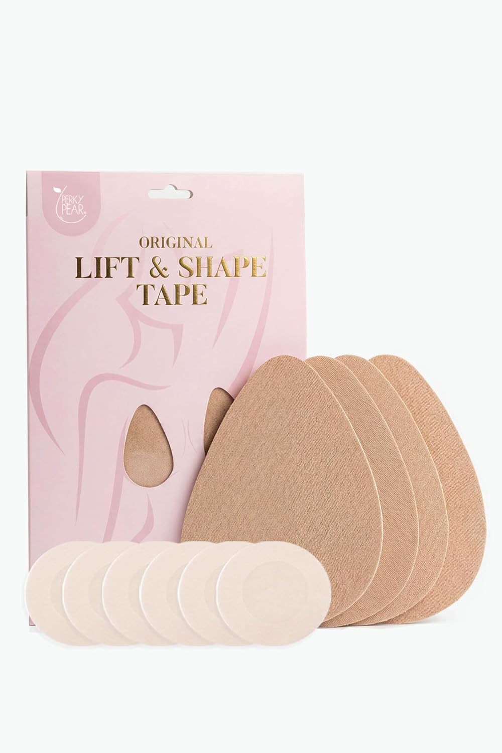 Perky Pear Original Lift & Shape Boob Tape [A-H Cups] - 2 Pairs of Boob Tape & 3 pairs Nipple Protector covers - Colour Options