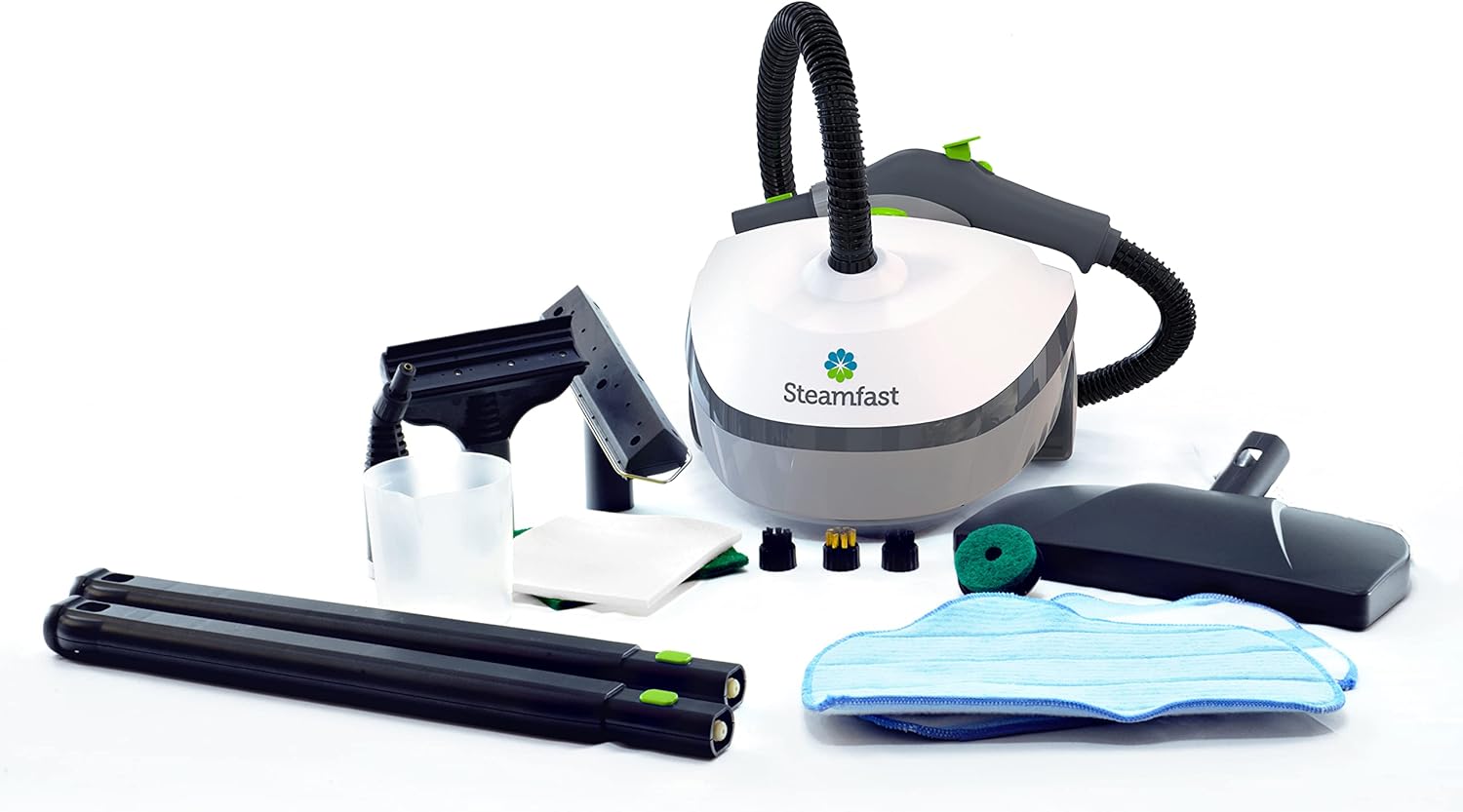 Steamfast SF-370 Canister Cleaner with 15 Accessories-All-Natural, Chemical-Free Pressurized Steam Cleaning for Most Floors, Counters, Appliances, Windows, Autos, and More, 64 inches, White