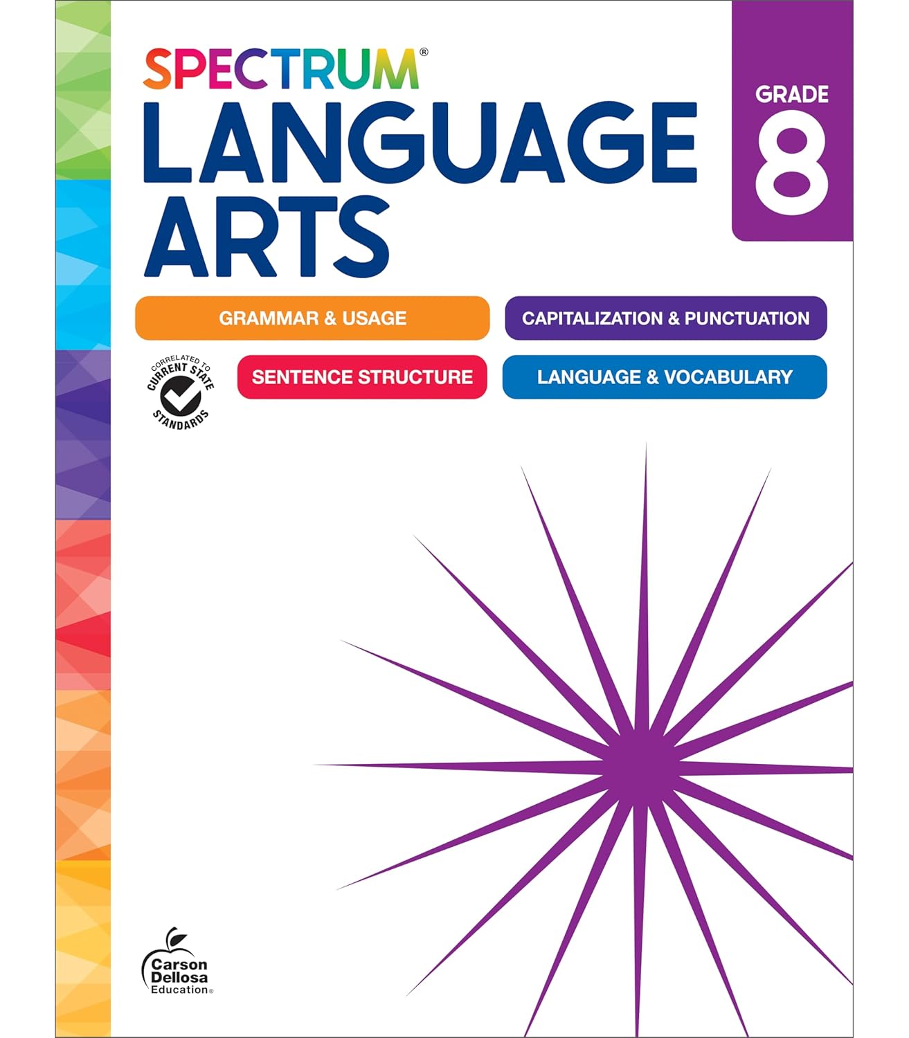 Spectrum Grade 8 Language Arts Workbook, ELA Middle School Books for Kids Ages 13-14 Covering Grammar, Vocabulary, Sentence Structure, Parts of Speech, and More, Classroom or Homeschool Curriculum