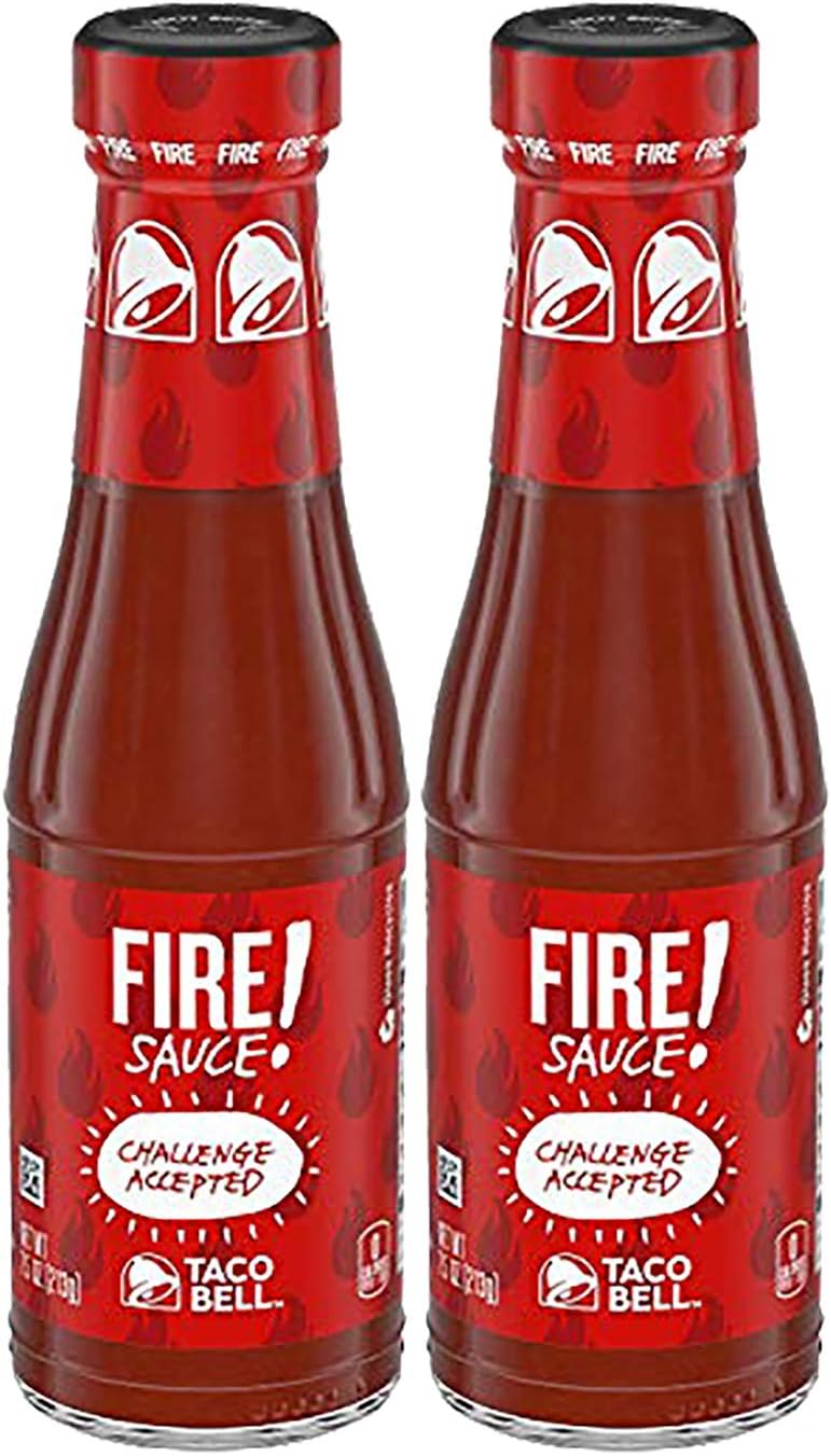 Taco Bell Fire Sauce 7.5Oz Bottles (Pack Of 2)